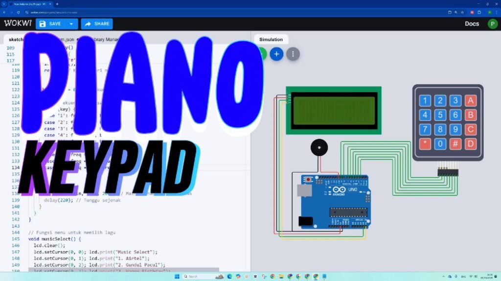 Proyek Arduino: Pemutar Musik dengan Keypad & LCD + Lagu Ulang Tahun | Simulasi WOKWI Simpel🔥!!