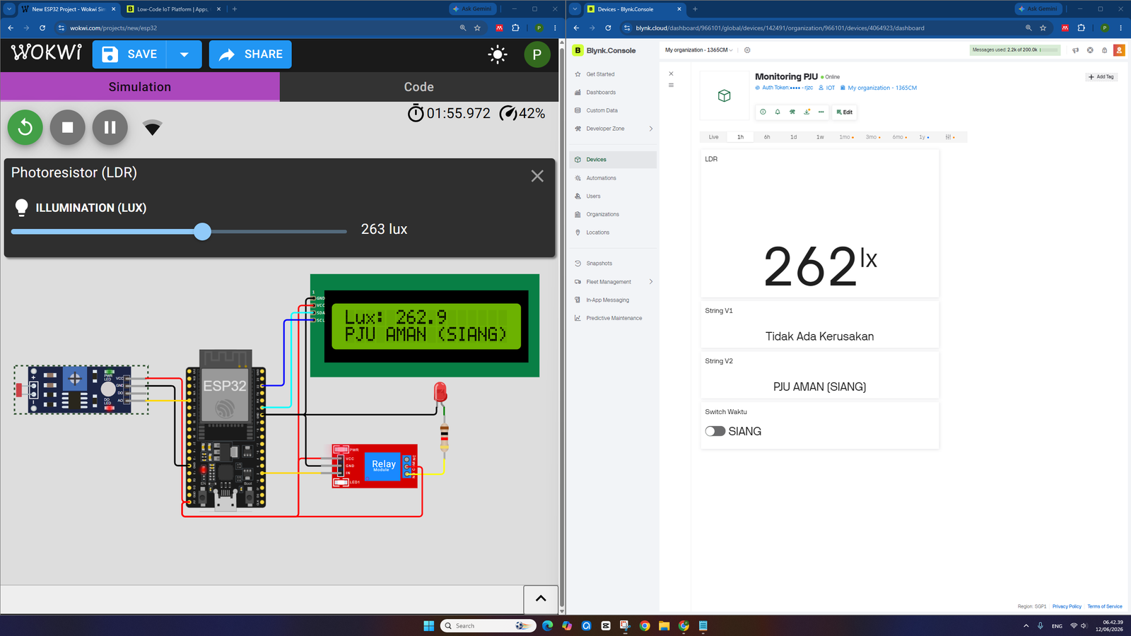 Tutorial ESP32: Sistem Deteksi PJU Rusak Otomatis Berbasis IoT ESP32 & Blynk IoT pada WOKWI