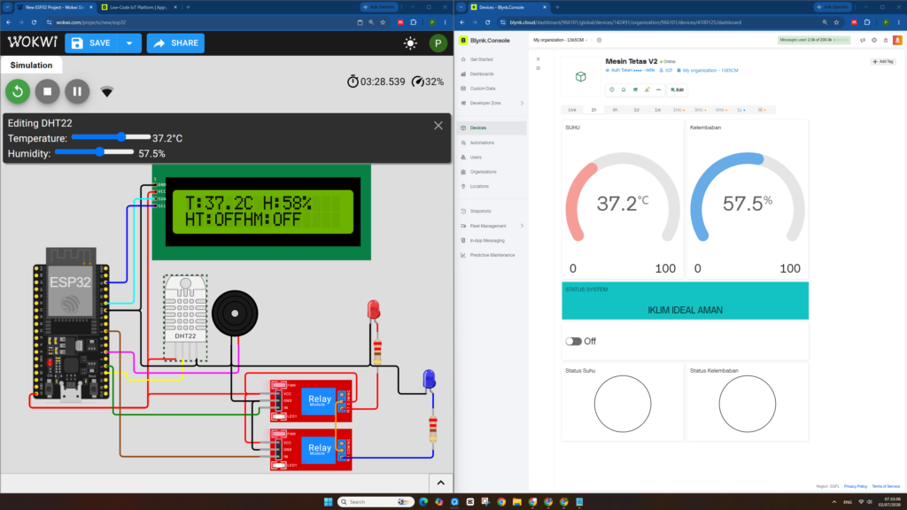 Tutorial ESP32: Cara Membuat Mesin Penetas Telur Otomatis Versi 2 dengan Kontrol Suhu, Humidifier, & Blynk IoT Berbasis Sensor DHT22 pada WOKWI