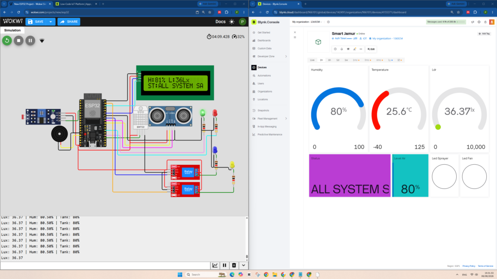 Tutorial ESP32: Cara Membuat Sistem Smart Greenhouse Jamur Tiram dengan Monitoring Level Tangki Air, Sensor Cahaya LDR (Lux), Sprayer Otomatis, & Blynk IoT pada WOKWI Tutorial ESP32: Cara Membuat Sistem Smart Greenhouse Jamur Tiram dengan Monitoring Level Tangki Air, Sensor Cahaya LDR (Lux), Sprayer Otomatis, & Blynk IoT pada WOKWI